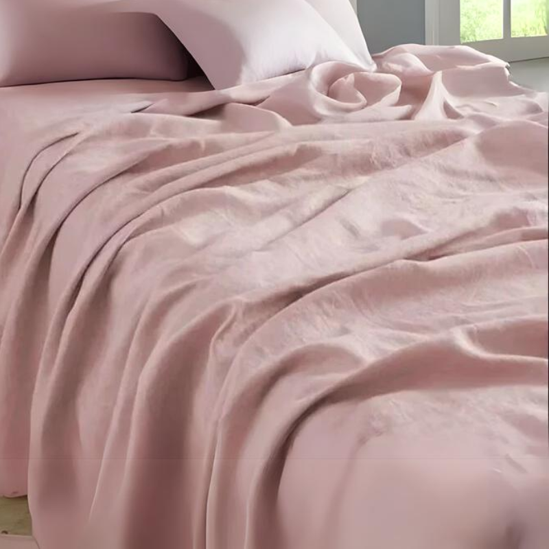 Breathable Pure Linen Sheets for Luxurious Home Comfort and Style Dusty Pink