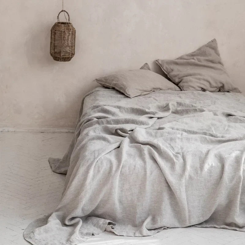 Breathable Pure Linen Sheets for Luxurious Home Comfort and Style Light Grey