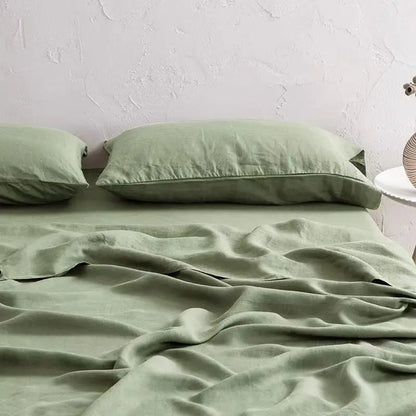 Breathable Pure Linen Sheets for Luxurious Home Comfort and Style Sage Green